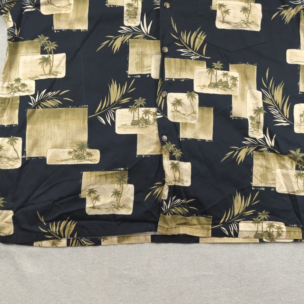 Bamboo Cay Shirt Mens Extra Large Black Floral Hawiian Palm Beachy Casual - Picture 3 of 11